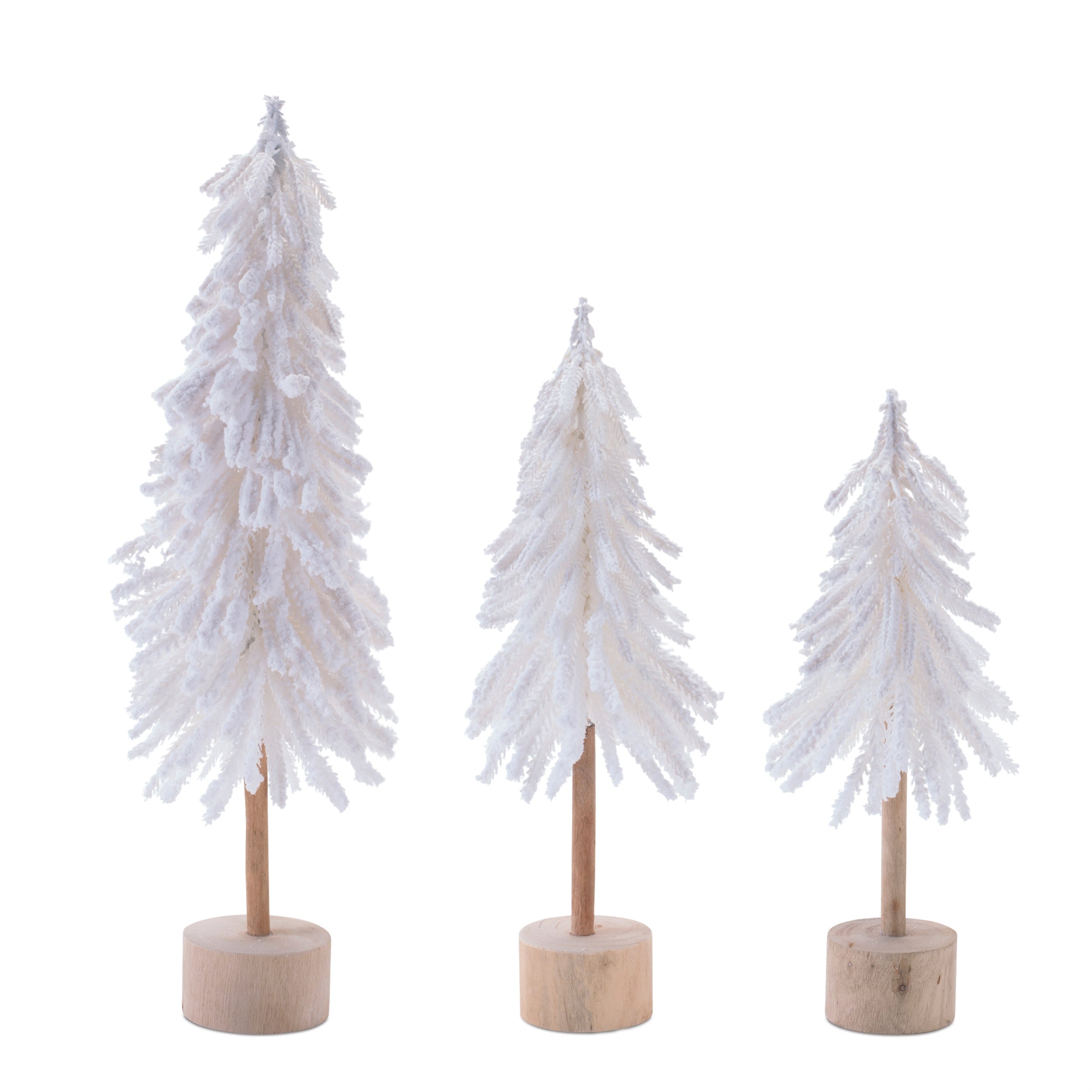 Flocked Pine Tree Tabletop DŽcor (Set of 3)
