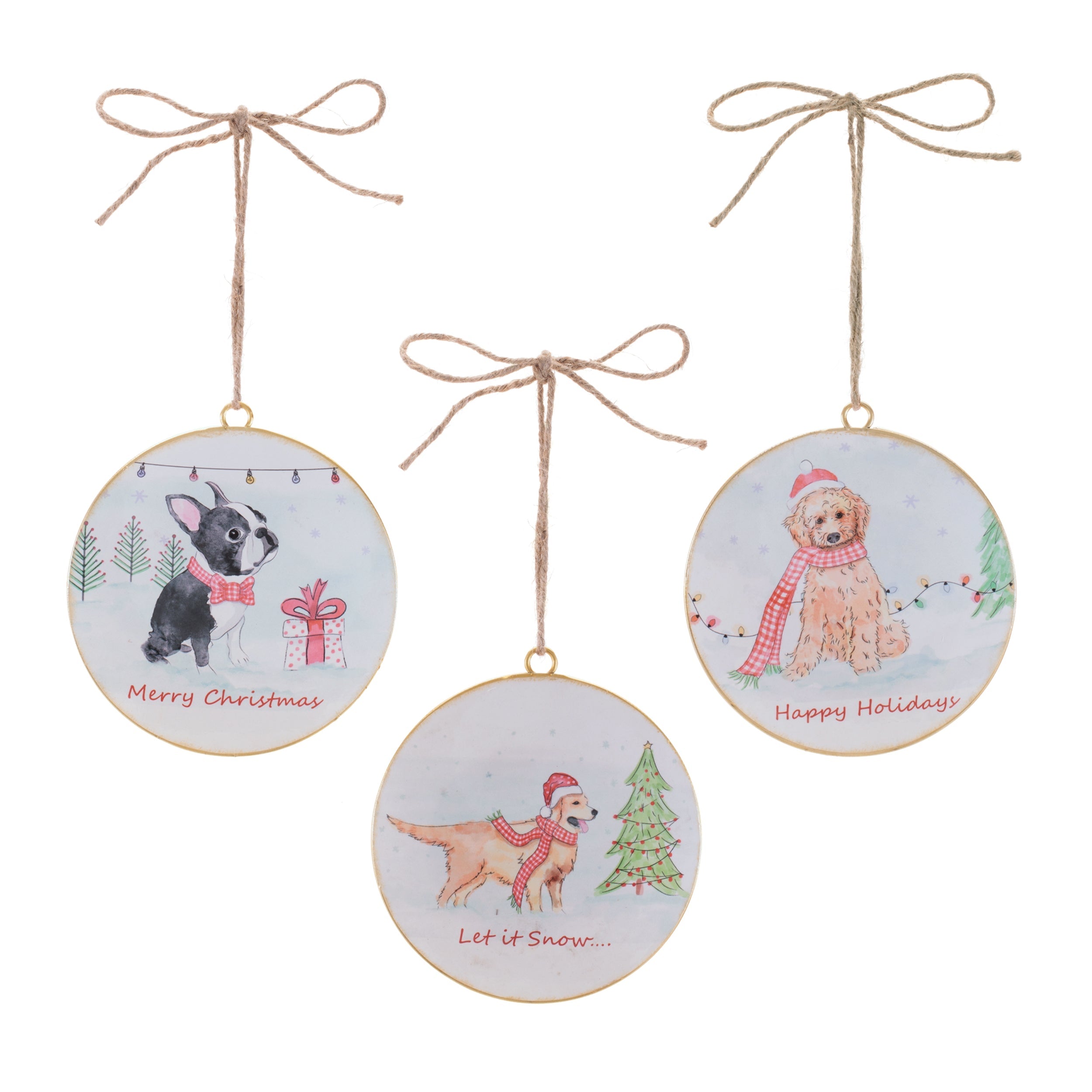 Dog Disc Ornament Set of 12