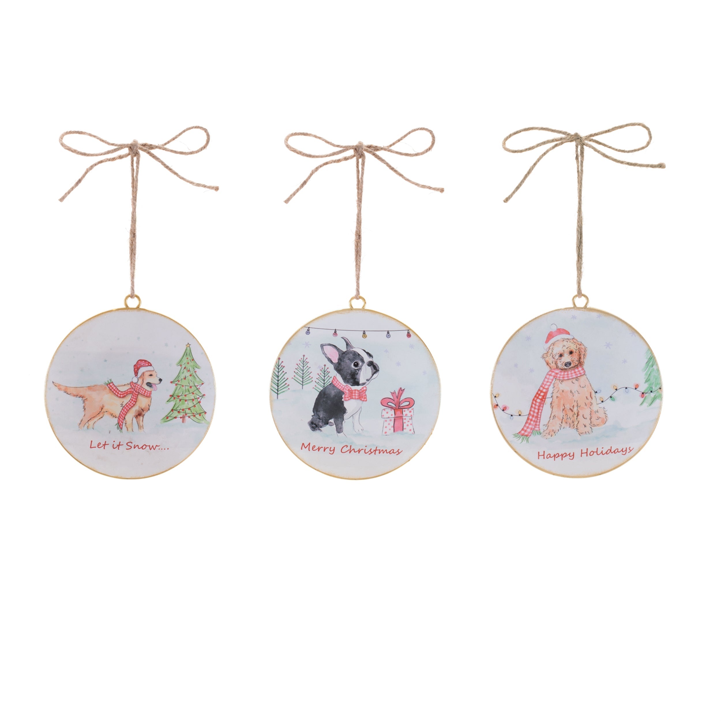 Dog Disc Ornament Set of 12