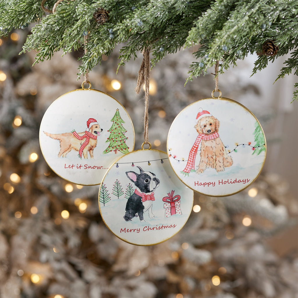 Dog Disc Ornament Set of 12