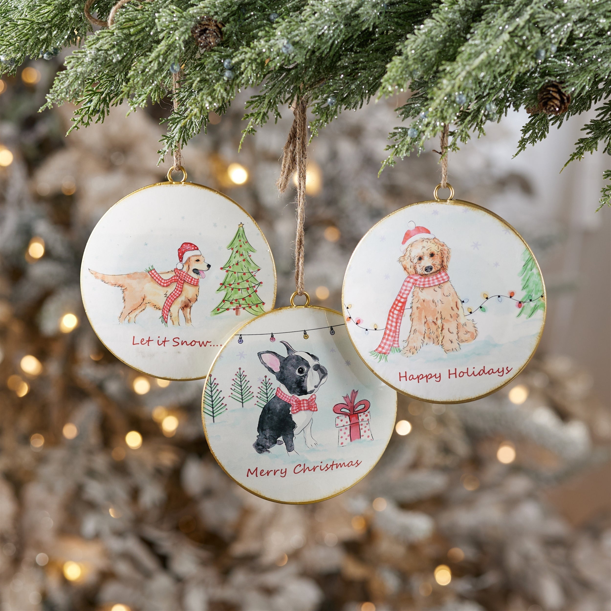Dog Disc Ornament Set of 12