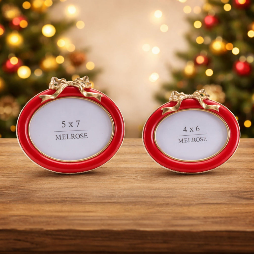 Red Oval Bow Photo Frames (Set of 2)