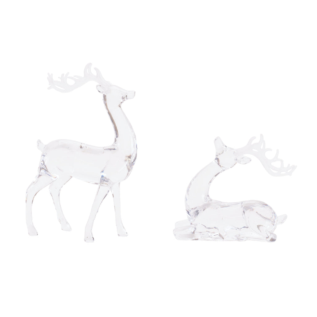 Clear Acrylic Deer Figurines (Set of 2)