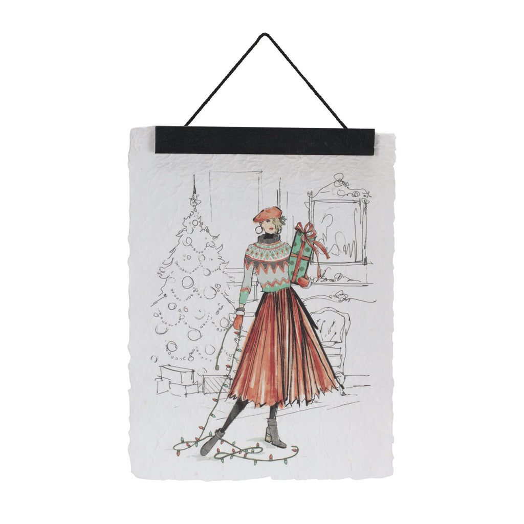 Vintage Holiday Fashion Illustration Banner (Set of 2)