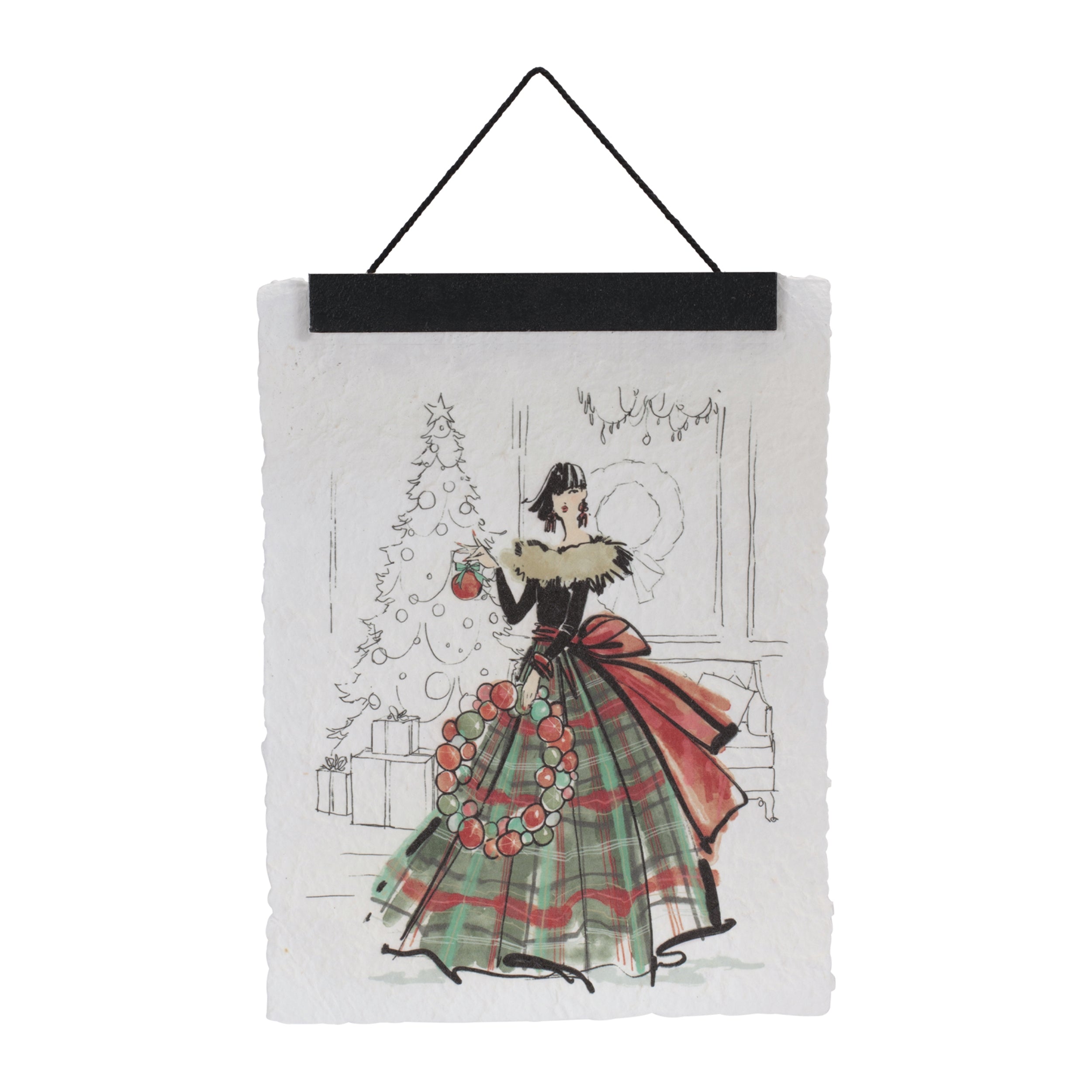 Vintage Holiday Fashion Illustration Banner (Set of 2)