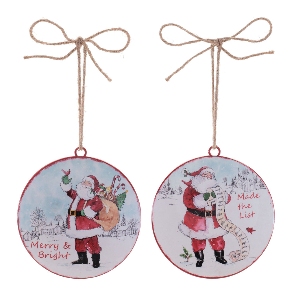 Vintage Santa Disc Ornament (Set of 12)