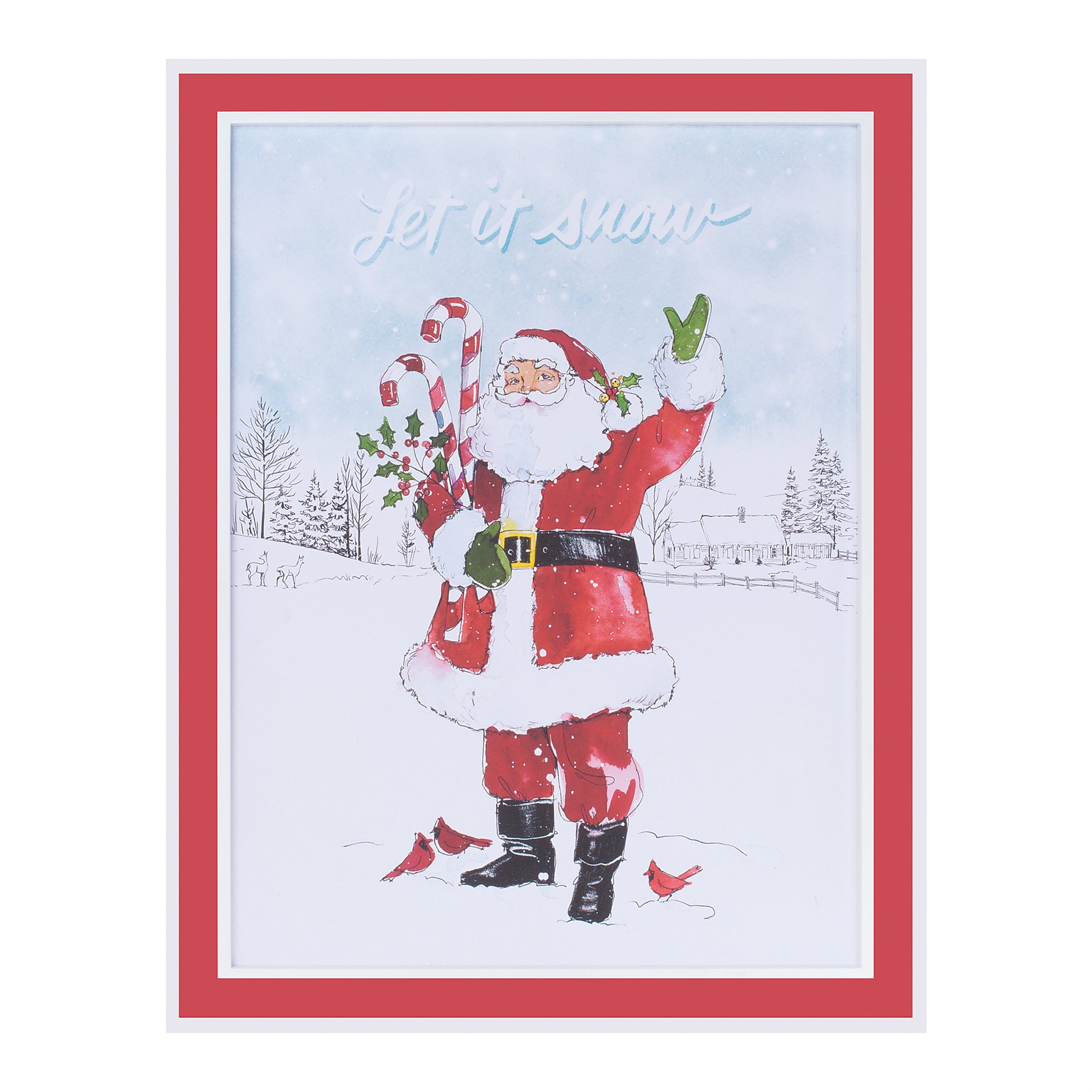 Framed Santa ÒLet It SnowÓ Wall Art 20"H