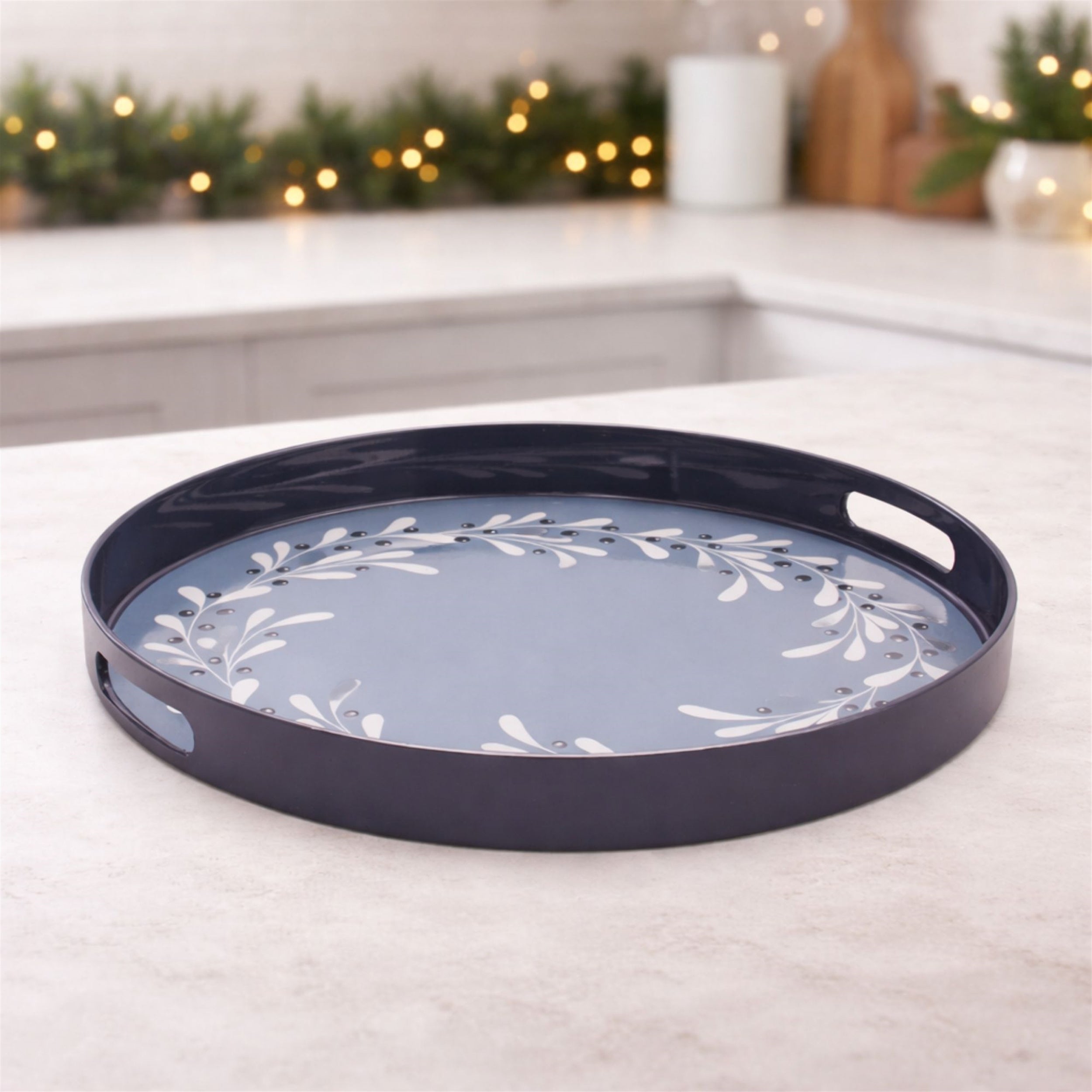 Winter Botanical Wreath Tray 13.5"D