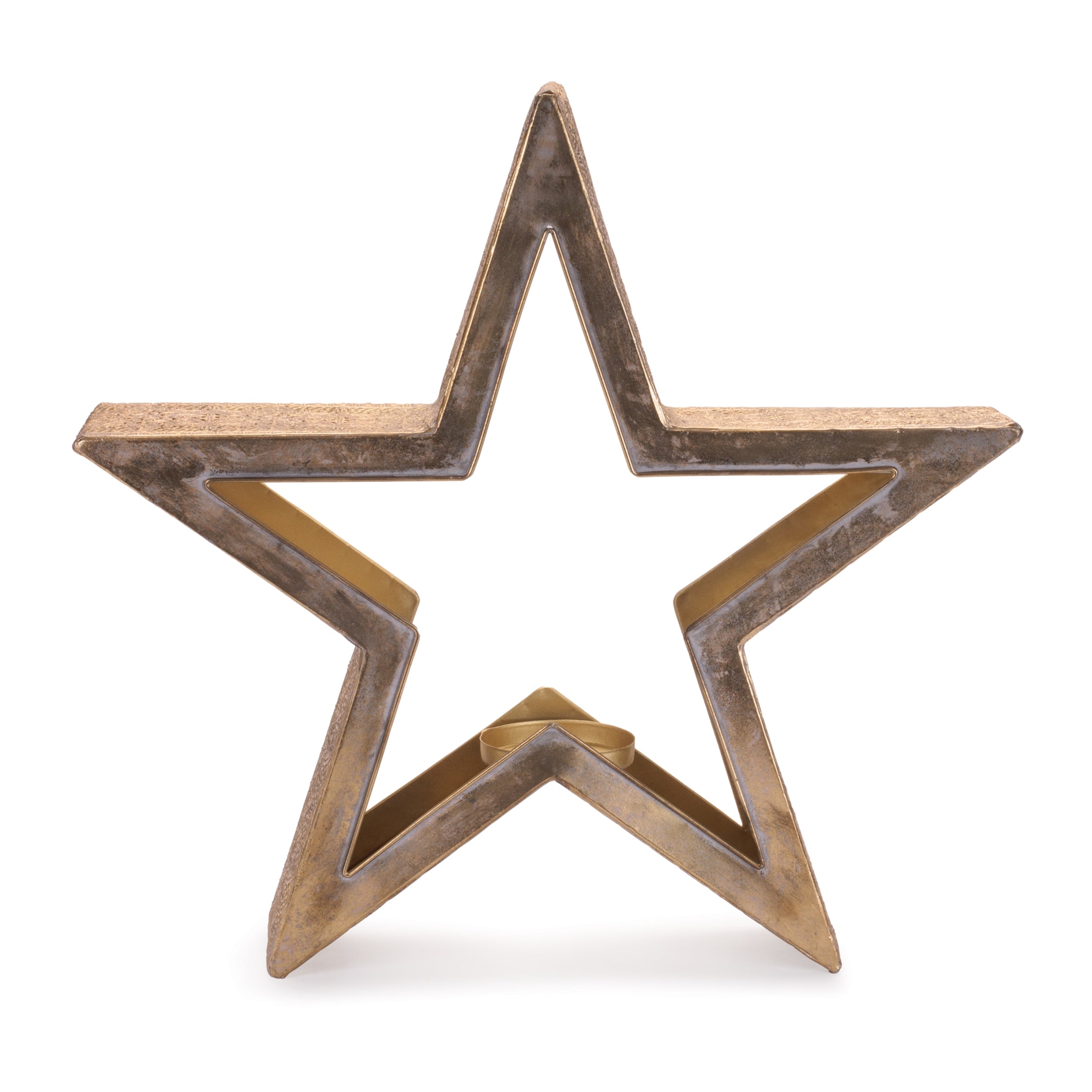 Gold Metal Star Candle Holder