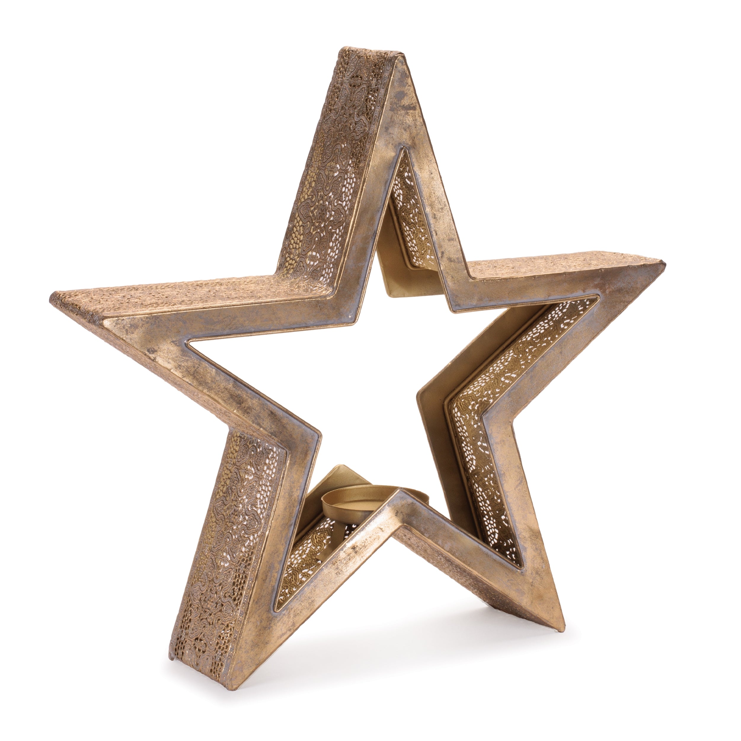 Gold Metal Star Candle Holder