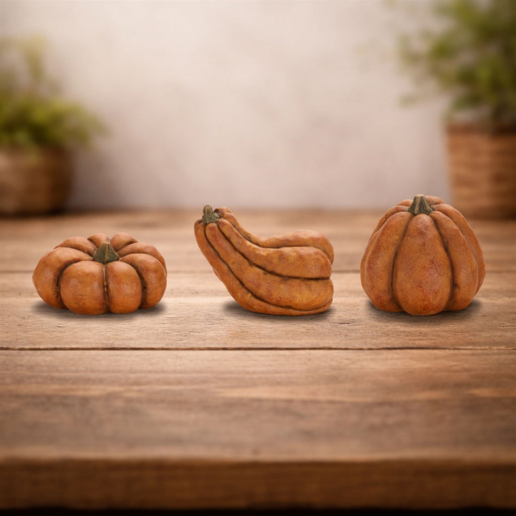 Rustic Terra Cotta Pumpkin Decor (Set of 3)