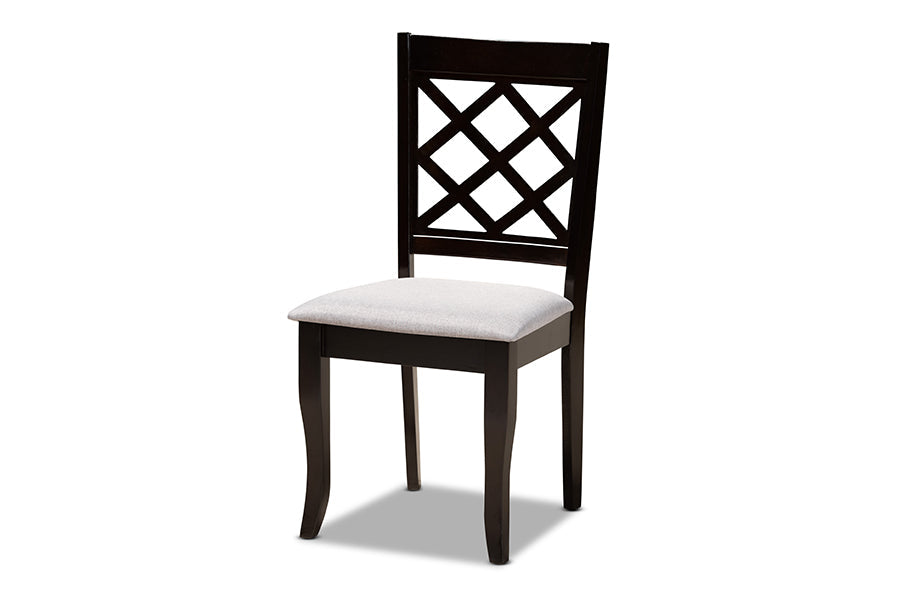 Baxton Studio Adina Modern and Contemporary Grey Fabric Upholstered and Dark Brown Finished Wood 5-Piece Dining Set