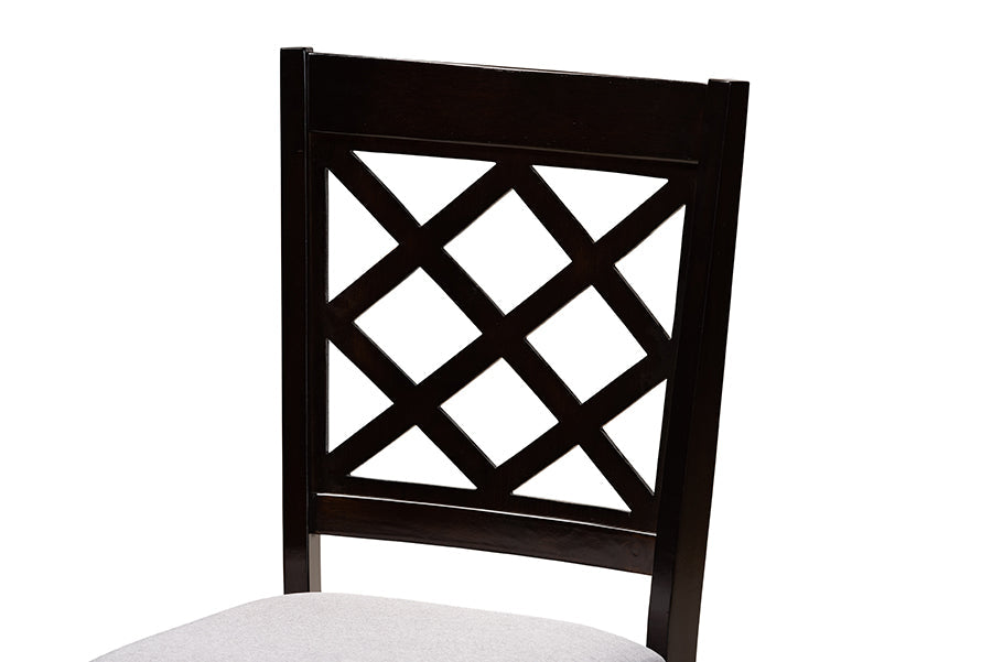 Baxton Studio Adina Modern and Contemporary Grey Fabric Upholstered and Dark Brown Finished Wood 5-Piece Dining Set