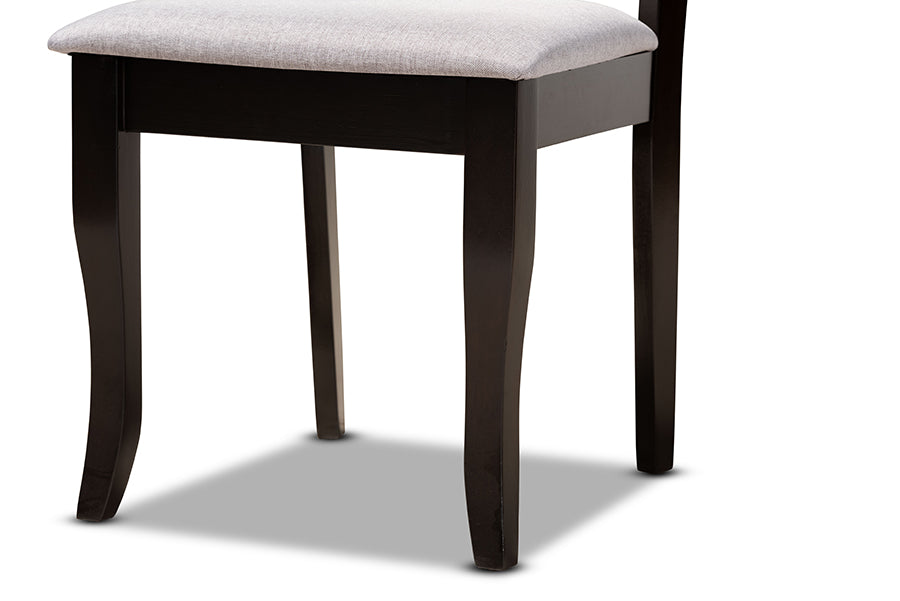 Baxton Studio Adina Modern and Contemporary Grey Fabric Upholstered and Dark Brown Finished Wood 5-Piece Dining Set