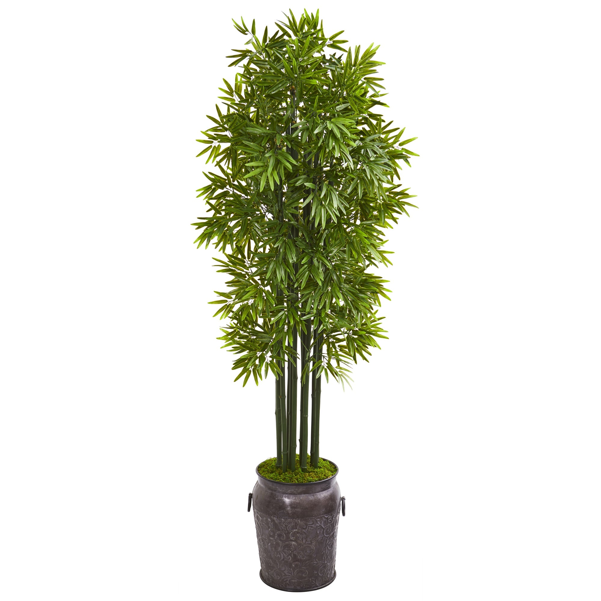 6' Bamboo Artificial Tree With Black Trunks In Planter UV Resistant (Indoor/Outdoor)