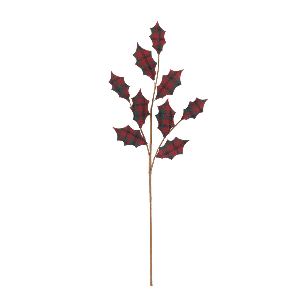 Plaid Holly Leaf Spray (Set of 4)