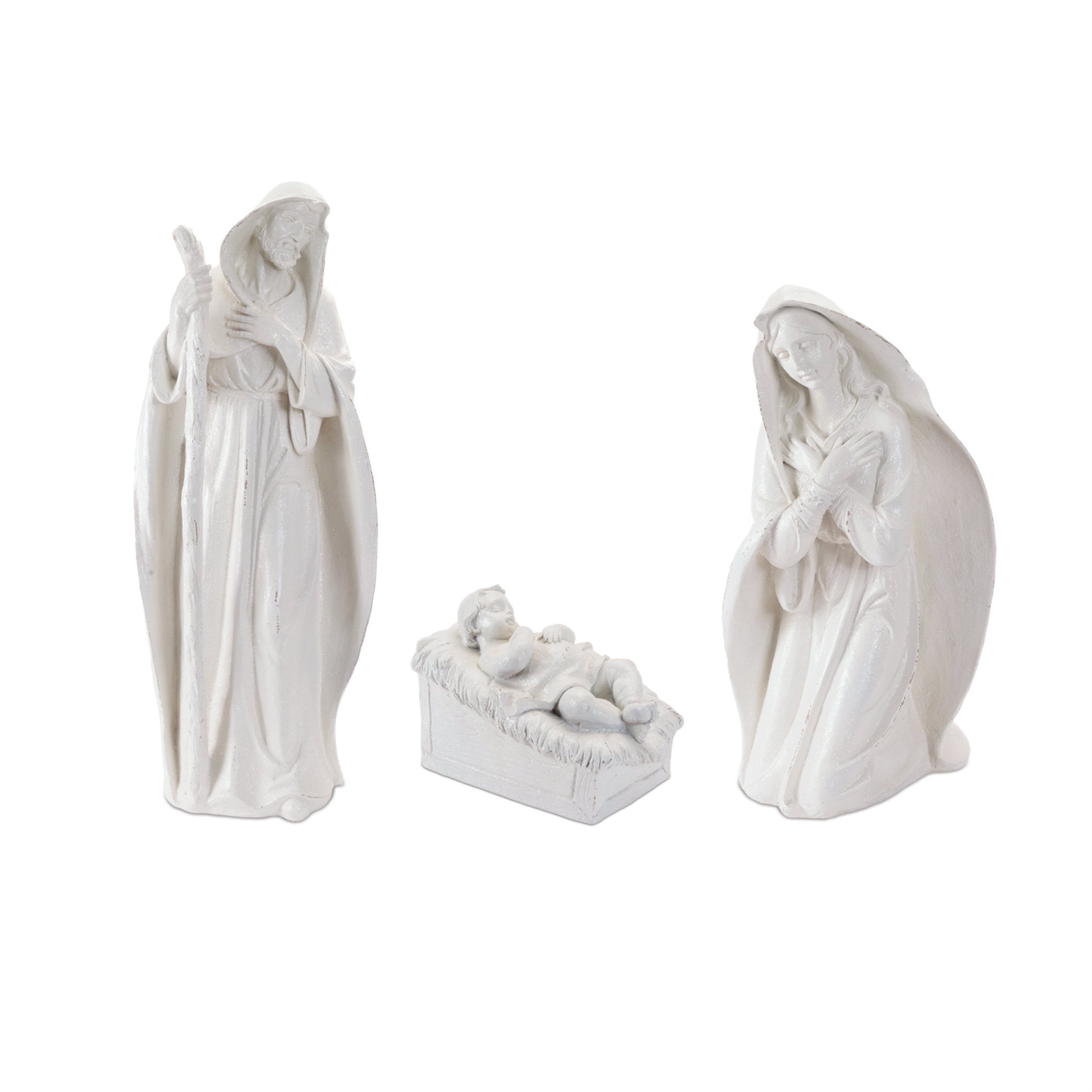 Glittered Holy Family Figurines (Set of 3)