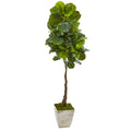67" Fiddle Leaf Artificial Tree in Country White Planter (Real Touch)