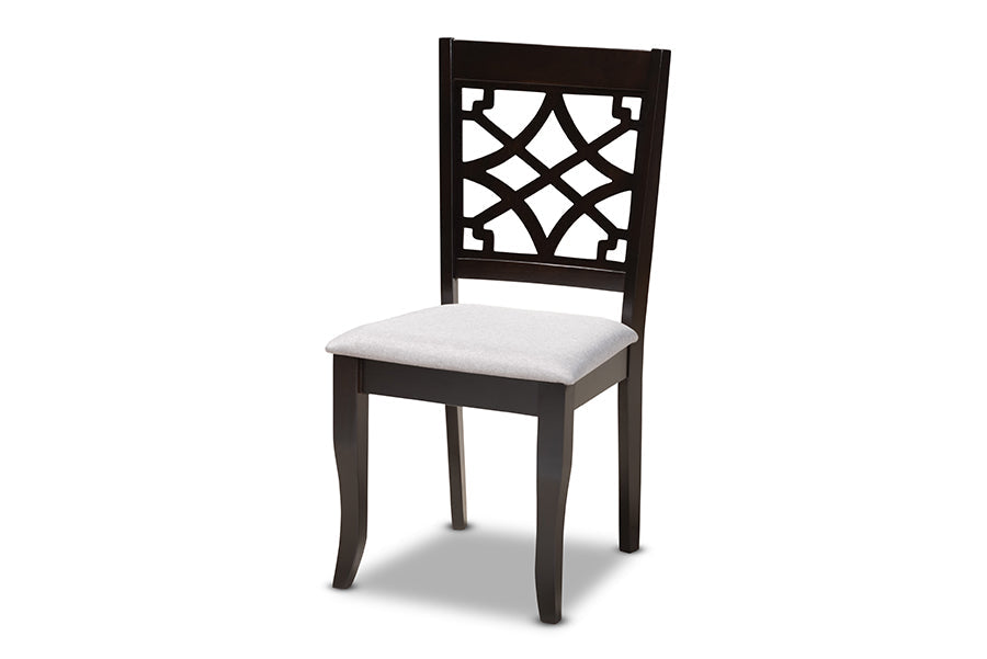 Baxton Studio Alisa Modern and Contemporary Grey Fabric Upholstered and Dark Brown Finished Wood 5-Piece Dining Set