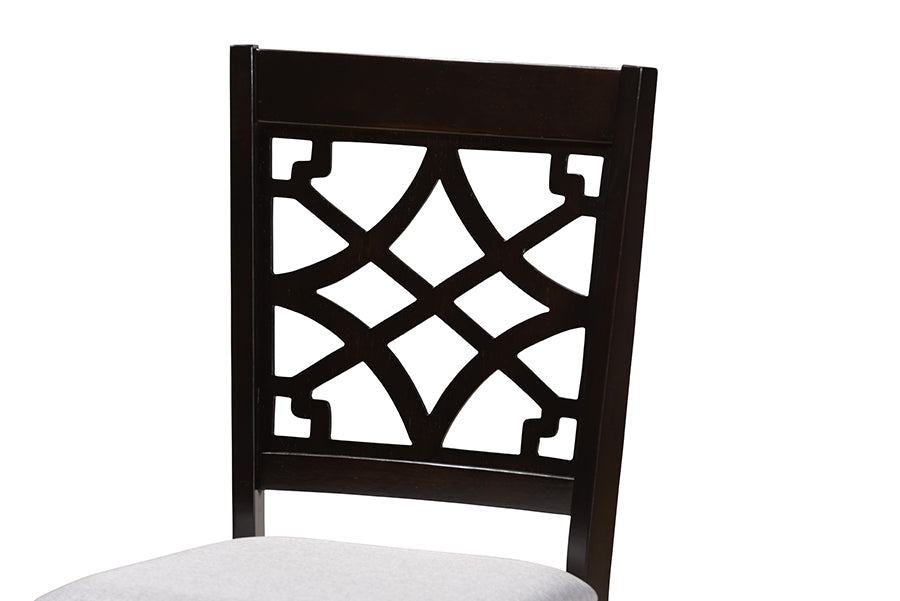 Baxton Studio Alisa Modern and Contemporary Grey Fabric Upholstered and Dark Brown Finished Wood 5-Piece Dining Set