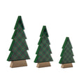Plaid Holiday Tree with Wood Base (Set of 3)