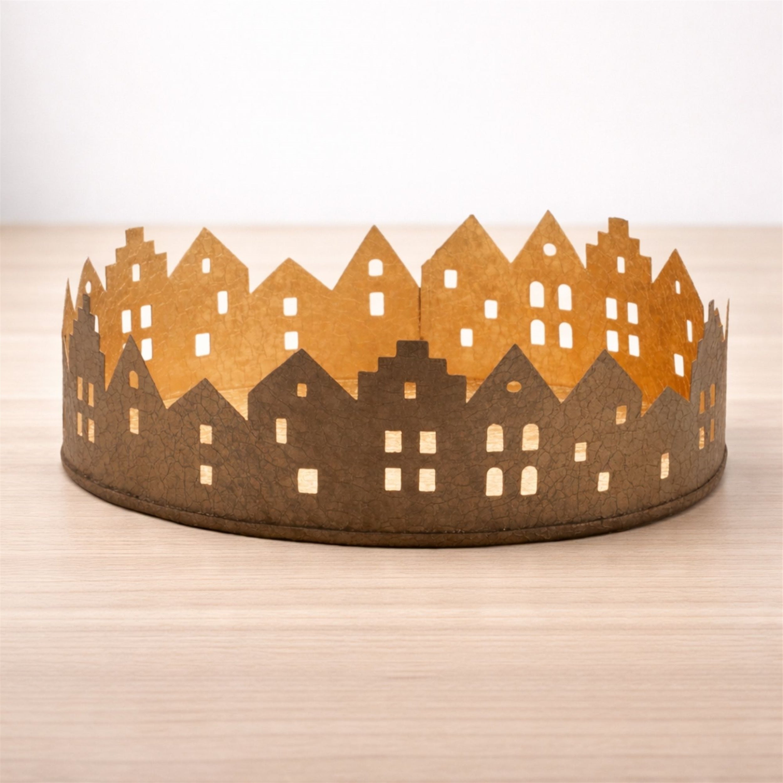 Cut Metal Village Candle Holder 9.75"D