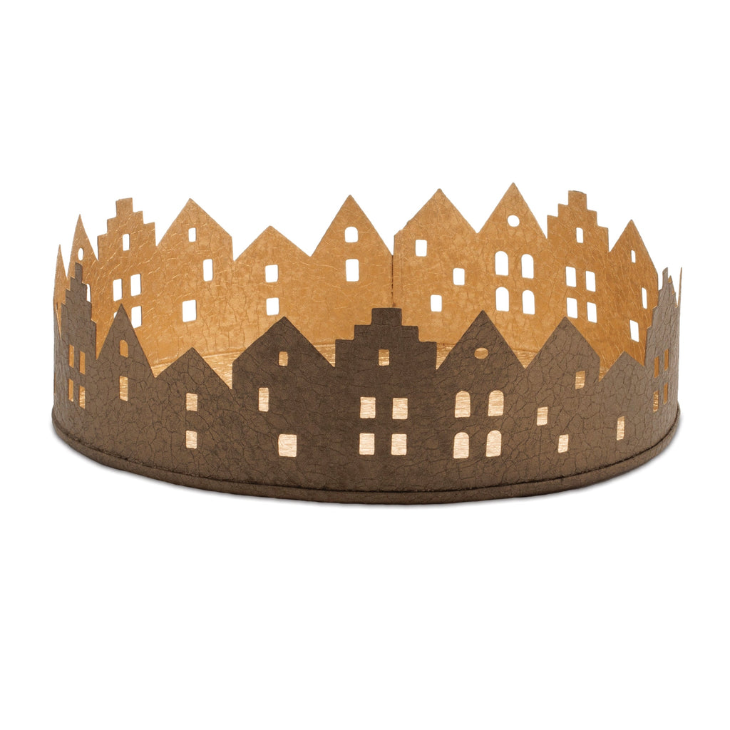 Cut Metal Village Candle Holder 9.75"D