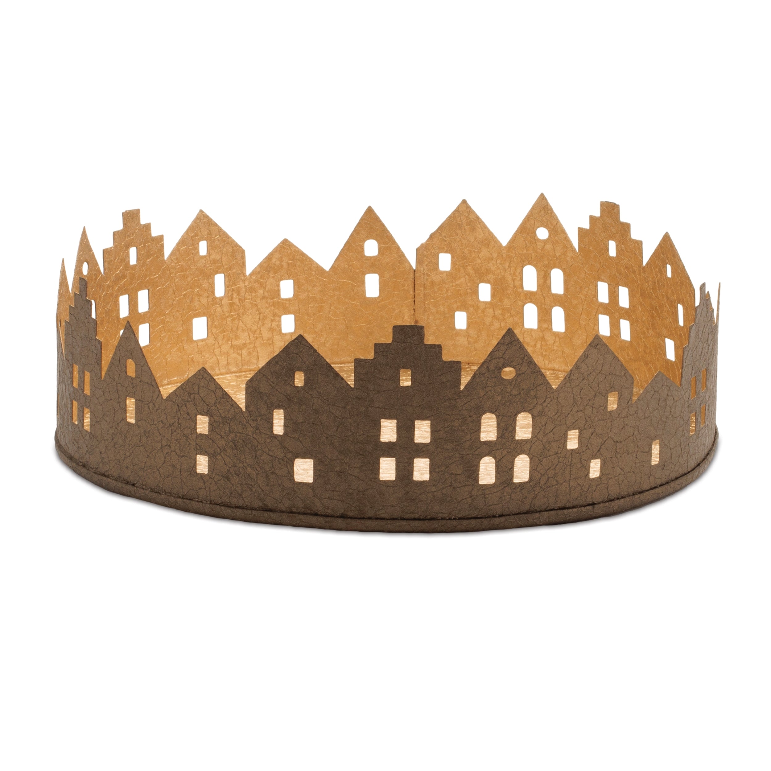 Cut Metal Village Candle Holder 9.75"D