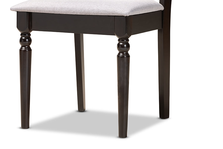 Baxton Studio Alma Modern and Contemporary Grey Fabric Upholstered and Dark Brown Finished Wood 5-Piece Dining Set