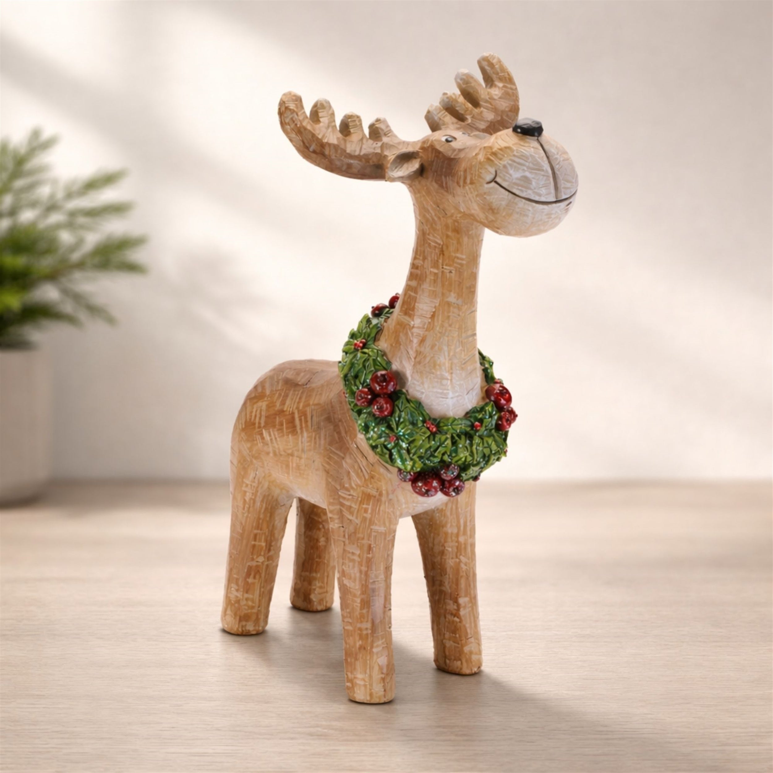 Whimsical Moose with Wreath 11.5"H