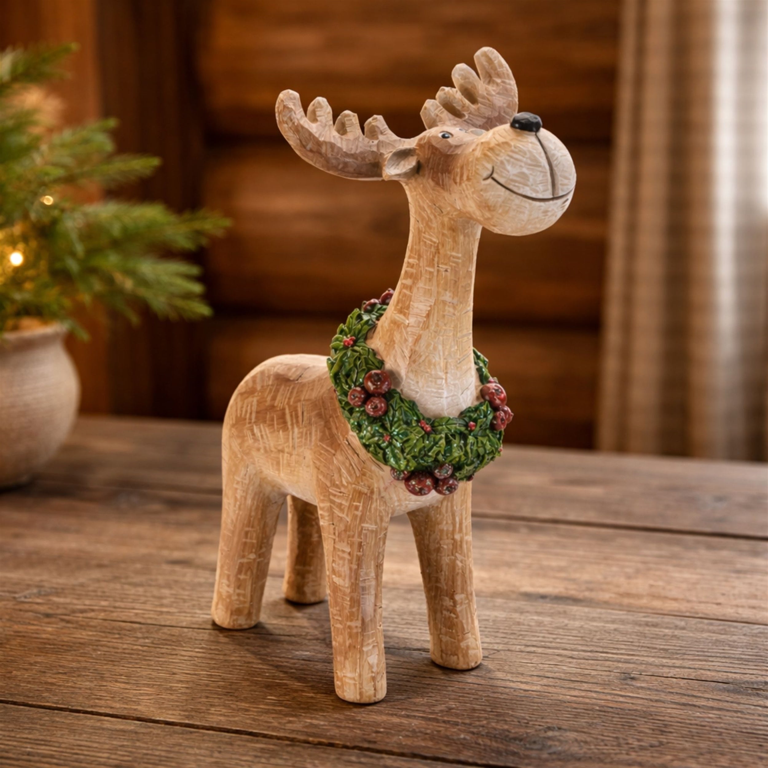 Whimsical Moose with Wreath 11.5"H