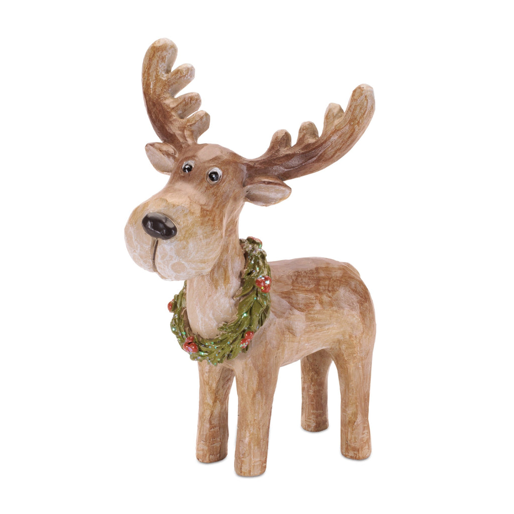Whimsical Moose with Wreath 9"H
