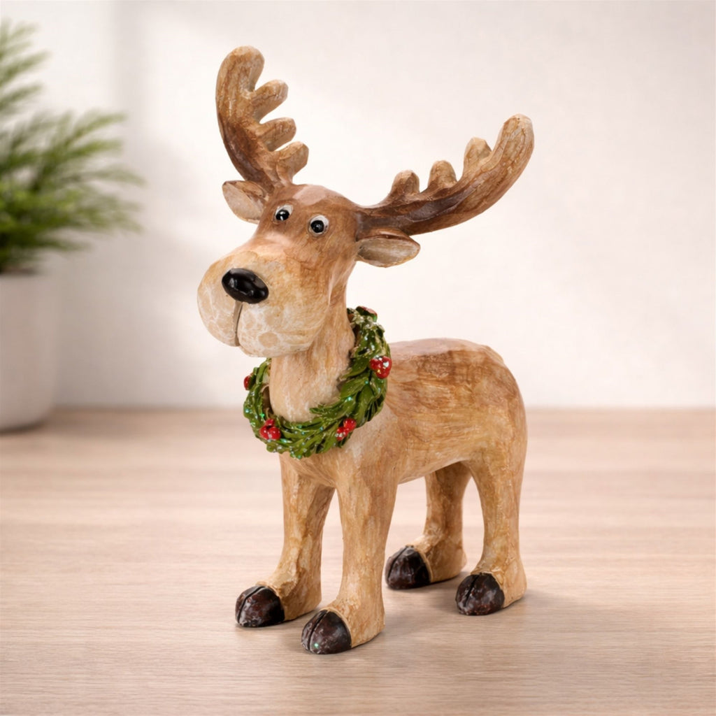 Whimsical Moose with Wreath 9"H