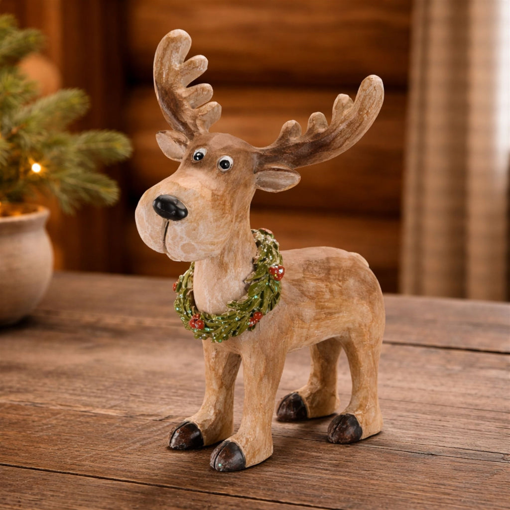 Whimsical Moose with Wreath 9"H