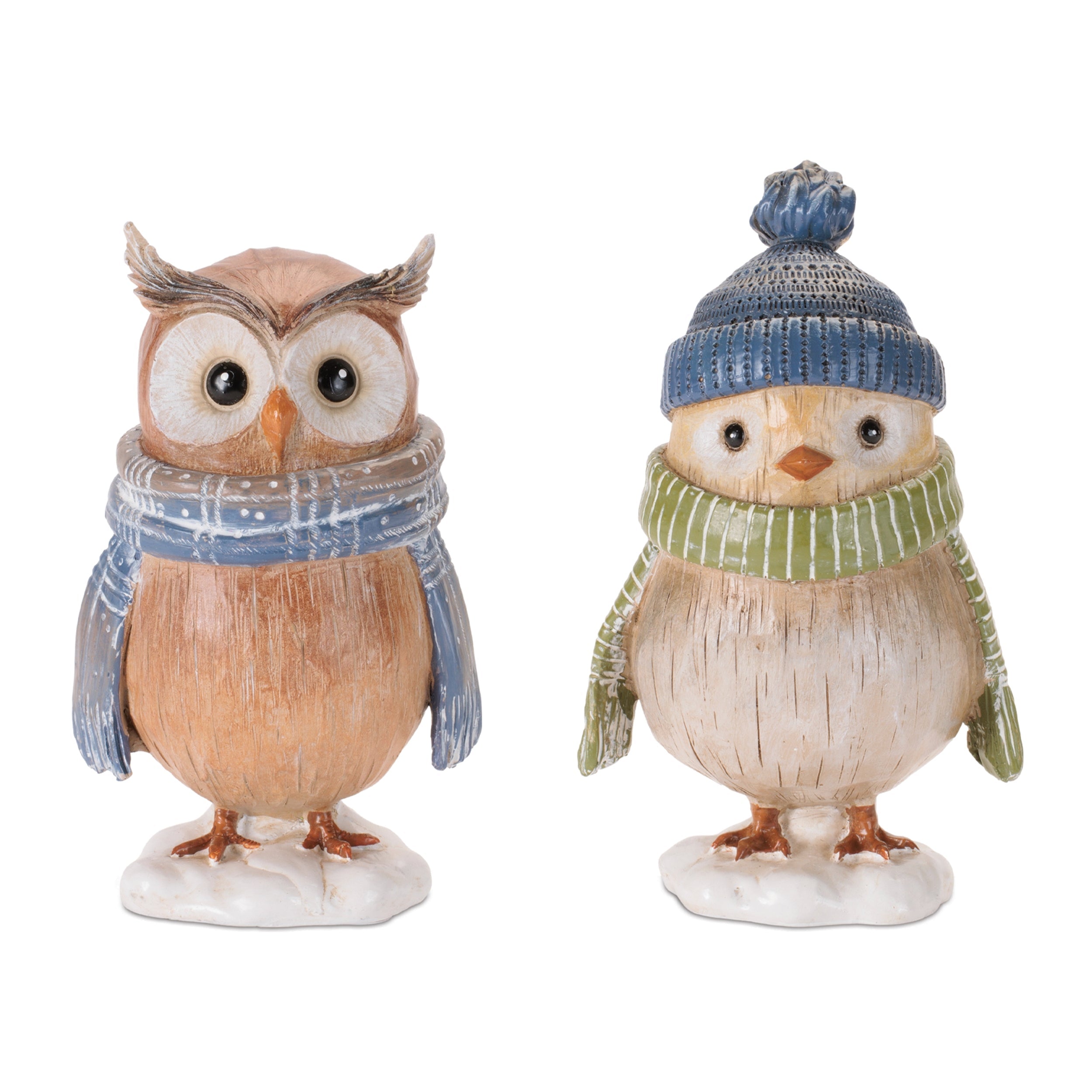 Winter Owl and Bird Figurines (Set of 6)