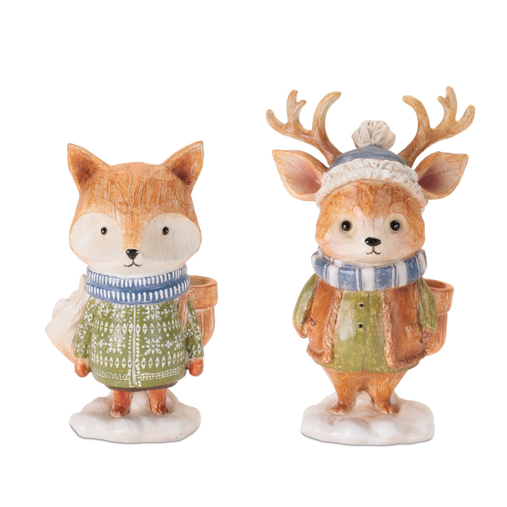 Winter Deer and Fox Figurines (Set of 4)