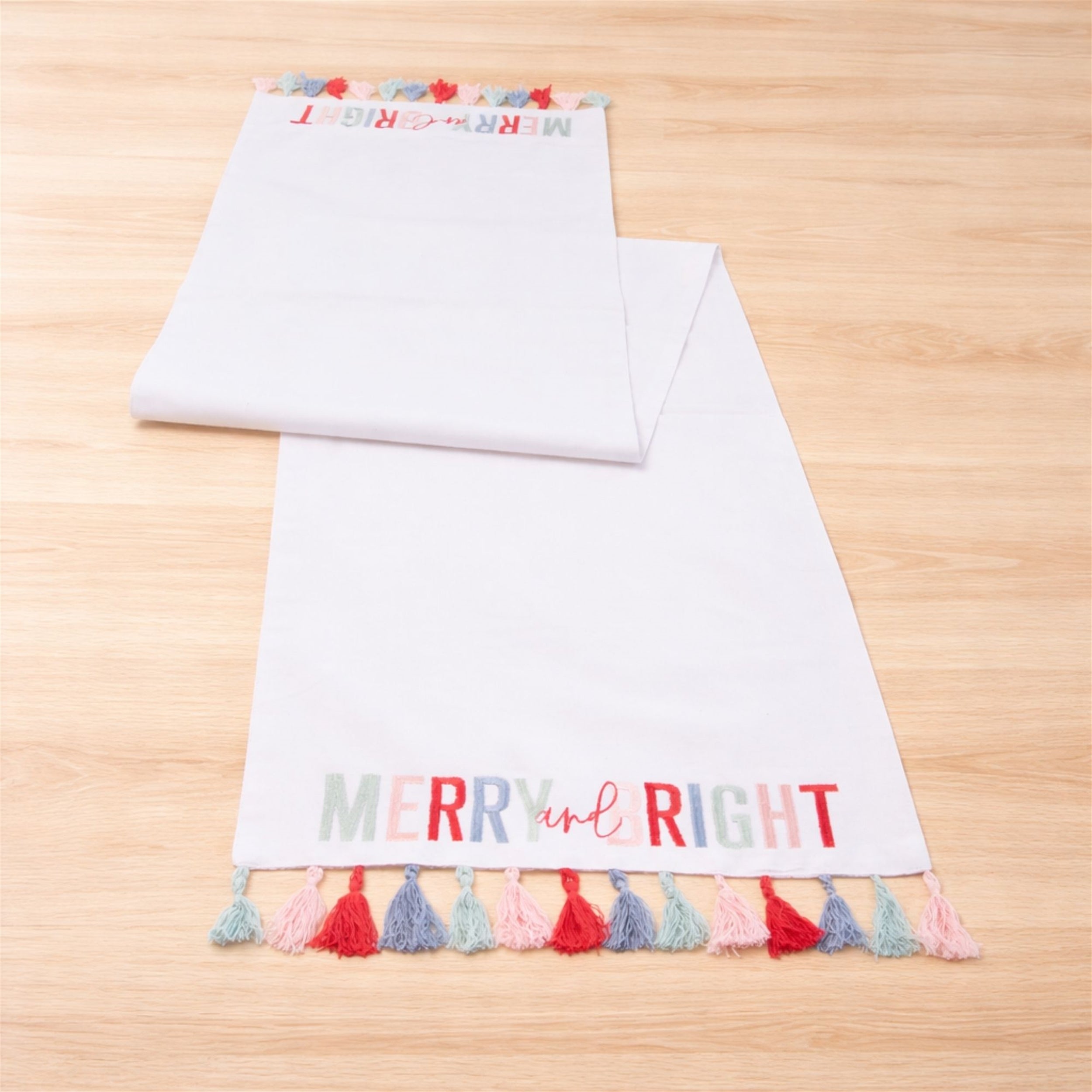 Merry and Bright Tassel Table Runner 72"L