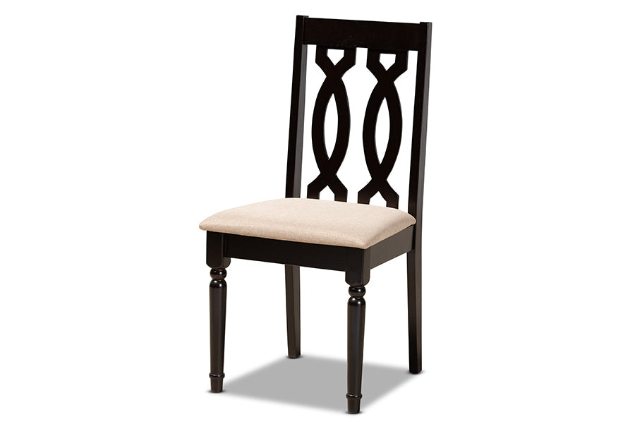 Baxton Studio Callie Modern and Contemporary Sand Fabric Upholstered and Dark Brown Finished Wood 5-Piece Dining Set