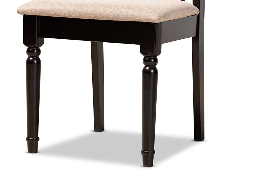 Baxton Studio Callie Modern and Contemporary Sand Fabric Upholstered and Dark Brown Finished Wood 5-Piece Dining Set