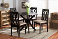 Baxton Studio Callie Modern and Contemporary Sand Fabric Upholstered and Dark Brown Finished Wood 5-Piece Dining Set