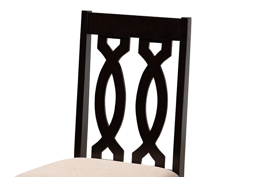Baxton Studio Anise Modern and Contemporary Sand Fabric Upholstered and Dark Brown Finished Wood 5-Piece Dining Set