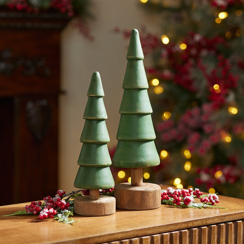 Rustic Wooden Evergreen Tree (Set of 2)