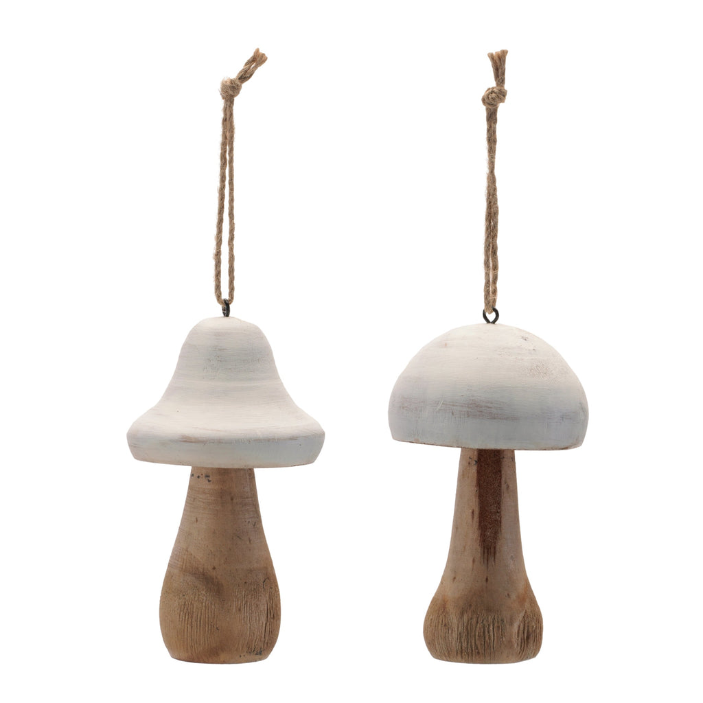 Wood Mushroom Ornament Set of 4