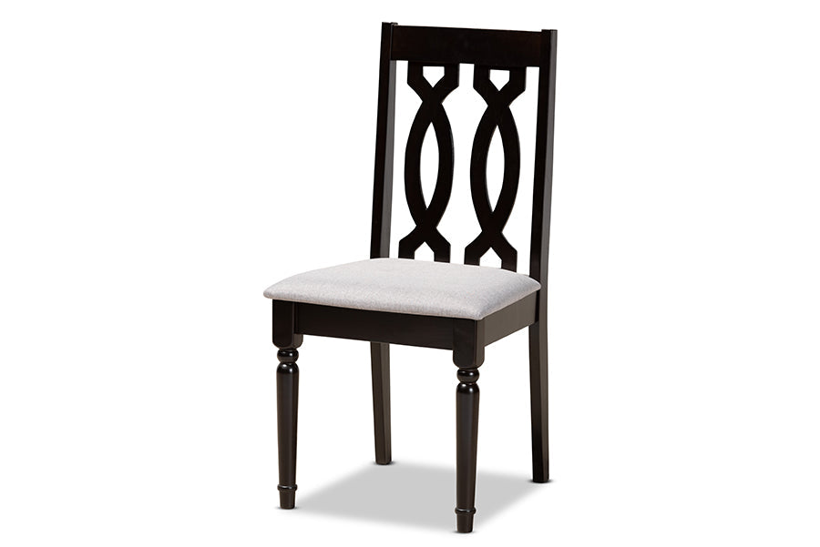 Baxton Studio Callie Modern and Contemporary Grey Fabric Upholstered and Dark Brown Finished Wood 5-Piece Dining Set