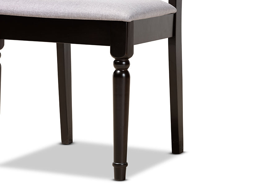 Baxton Studio Callie Modern and Contemporary Grey Fabric Upholstered and Dark Brown Finished Wood 5-Piece Dining Set