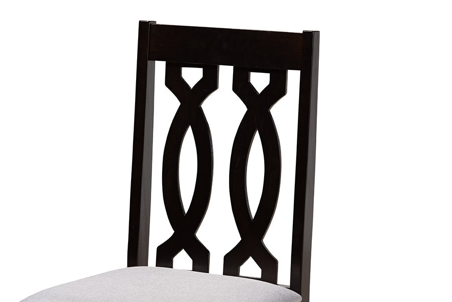 Baxton Studio Anise Modern and Contemporary Grey Fabric Upholstered and Dark Brown Finished Wood 5-Piece Dining Set