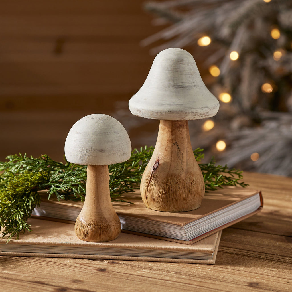 Rustic Wooden Mushroom DŽcor (Set of 2)