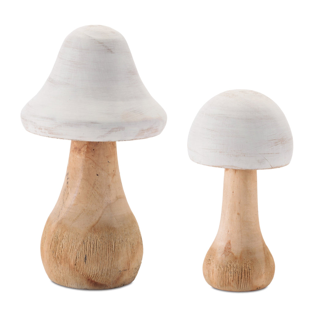 Rustic Wooden Mushroom DŽcor (Set of 2)