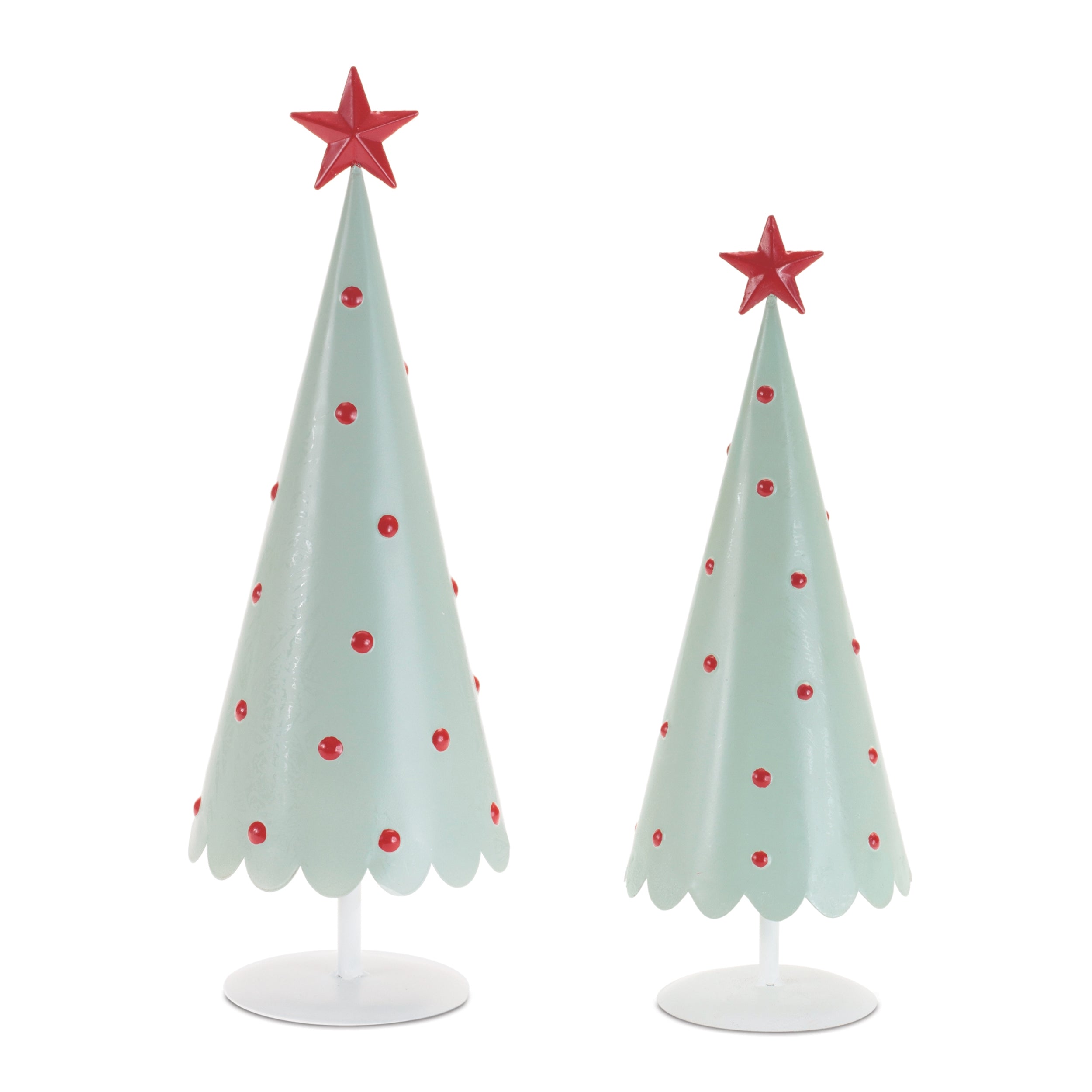 Metal Christmas Tree with Red Star (Set of 2)