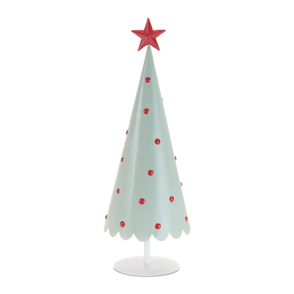 Metal Christmas Tree with Red Star (Set of 2)